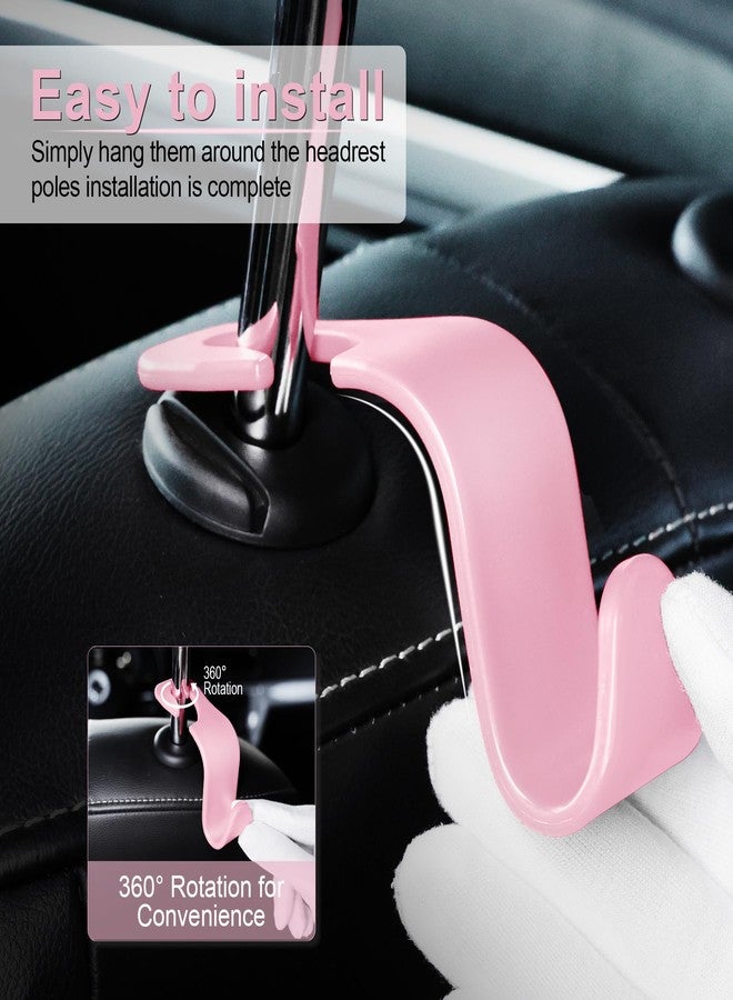 LivTee Car Seat Headrest Hook, Auto Seat Hook Hangers Storage Organizer Interior Accessories for Purse Coats Umbrellas Grocery Bags Handbag, 4-Pack - Pink - Image 4